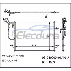 3B0260-401 Volkswagen Passat 1 8 2001-2005 2.8L / 4.0L A/C Condenser