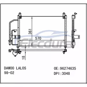 96274635 Daewoo Lalos 1998-2002 A/C Condenser