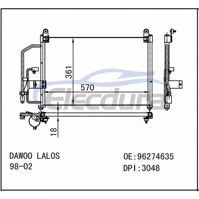 96274635 Daewoo Lalos 1998-2002 A/C Condenser