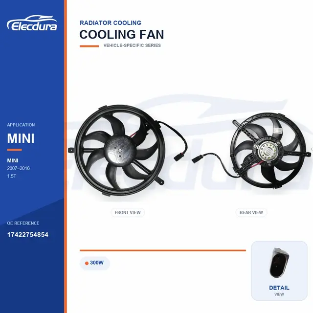 Ventilador de refrigeraci&oacute;n del radiador para BMW MINI R56 300W 17422754854 Suministro a granel