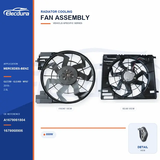 Radiator Cooling Fan Assembly for Mercedes-Benz W167 850W A1679061804 Bulk Supply
