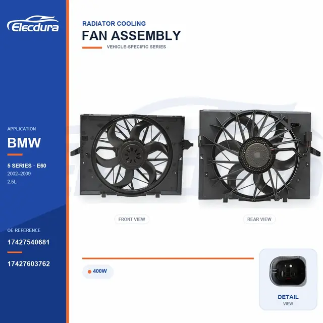 Radiator Cooling Fan Assembly for BMW E60 400W 17427540681 Bulk Supply