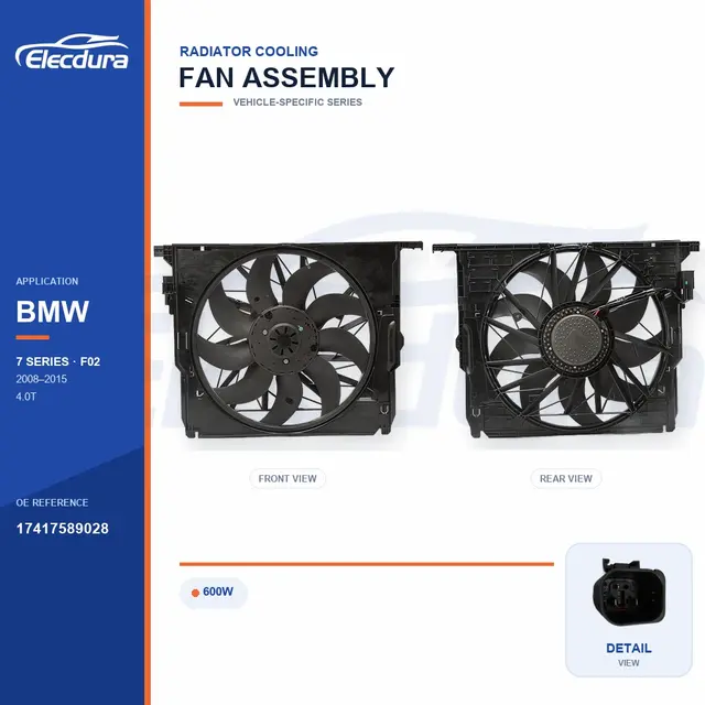 Radiator Cooling Fan Assembly for BMW F02 600W 17417589028 Bulk Supply