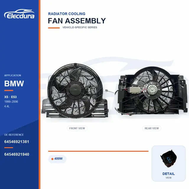 Radiator Cooling Fan Assembly for BMW E53 400W 64546921381 Bulk Supply