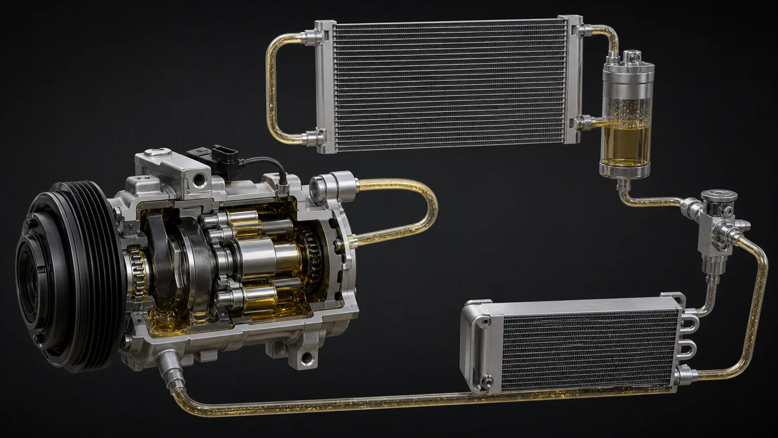 Typical AC compressor oil circulation during run in