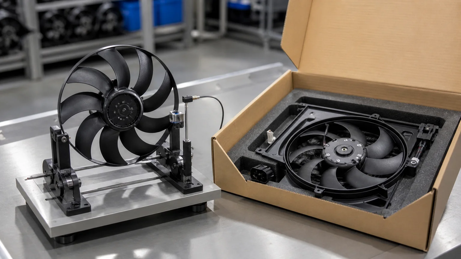 Cooling fan blade balance and export packaging inspection