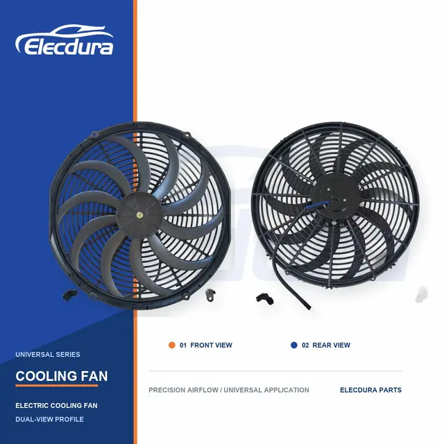 Kipas Pendingin Radiator Universal 16 Inci Pisau Melengkung Tipis 220W Grosir