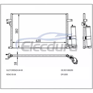 9531085Z00 Suzuki Forenza 2004-2008 Condensator A/C cu receptor/uscător miez de 16 mm