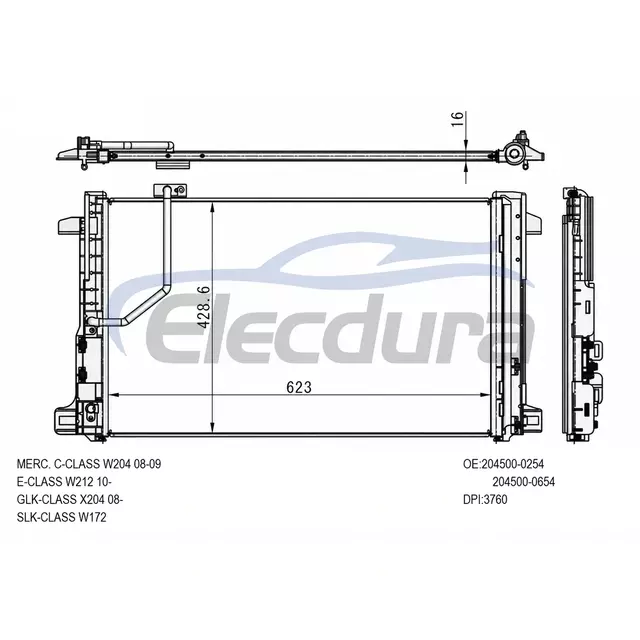 204500-0254 Mercedes-Benz C300 2008-2011 A/C Condenser