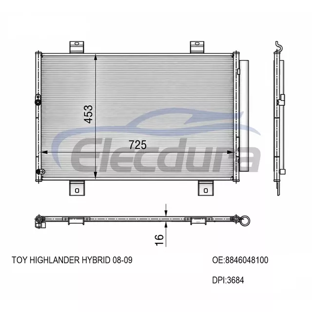8846048100 Toyota Highlander Hybrid 2008-2009 HYBRID A/C Condenser