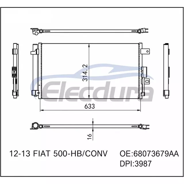 68073679AA Fiat 500 2012-2013 A/C Condenser