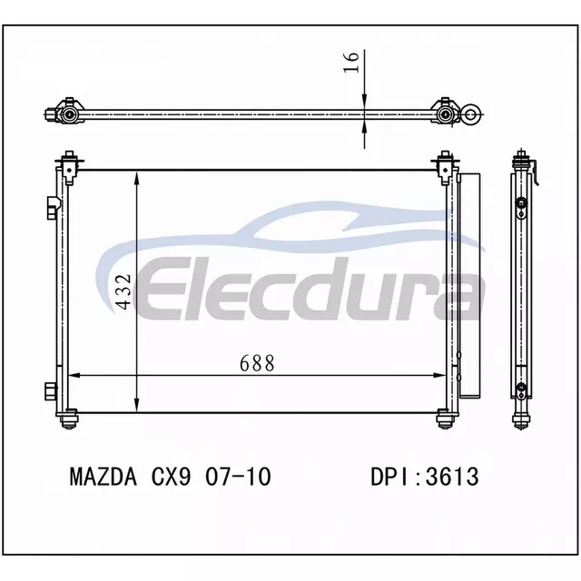 TD1161480A Mazda Cx9 2007-2010 Конденсатор кондиціонера 16 мм сердечник