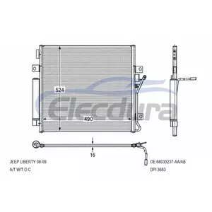 68033237-AA Jeep Liberty 2008-2009 A/C Condenser 16mm Core