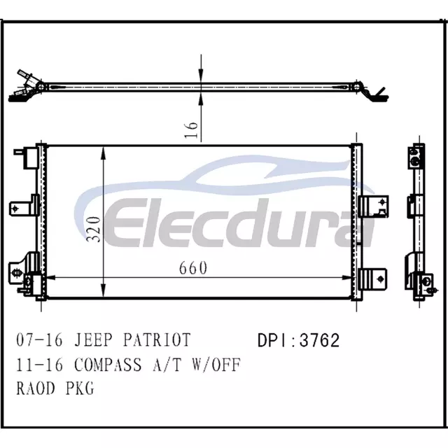 68004296AA Kondenz&aacute;tor klimatizace Jeep Patriot 2007-2016