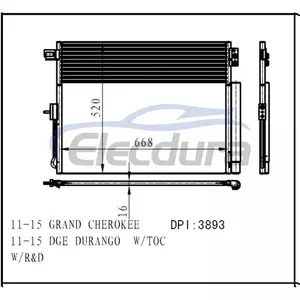 55038003AE Jeep Grand Cherokee 2011-2015 A/C Condenser 16mm Core
