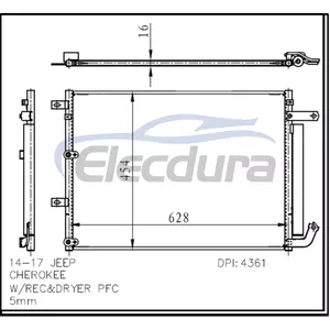 52014775AB Jeep Cherokee 2014-2017 A/C Condenser 16mm Core