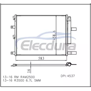 52014736AA Dodge Ram2500 2013-2016 A/C Condenser 16mm Core