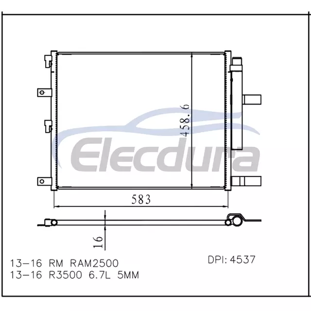 52014736AA Dodge Ram2500 2013-2016 A/C kondenz&aacute;tor 16mm j&aacute;dro