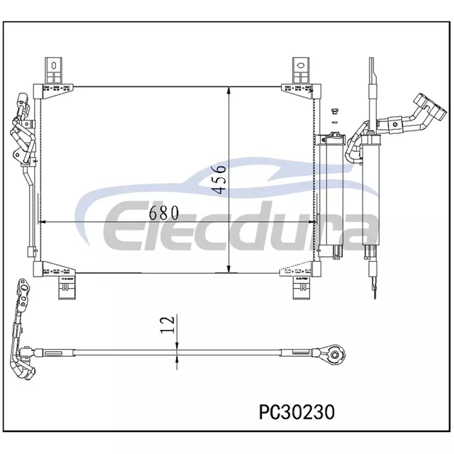 92100-6SA0A Nissan Pathfinder 2022-2023 A/C kondenz&aacute;tor 12mm j&aacute;dro