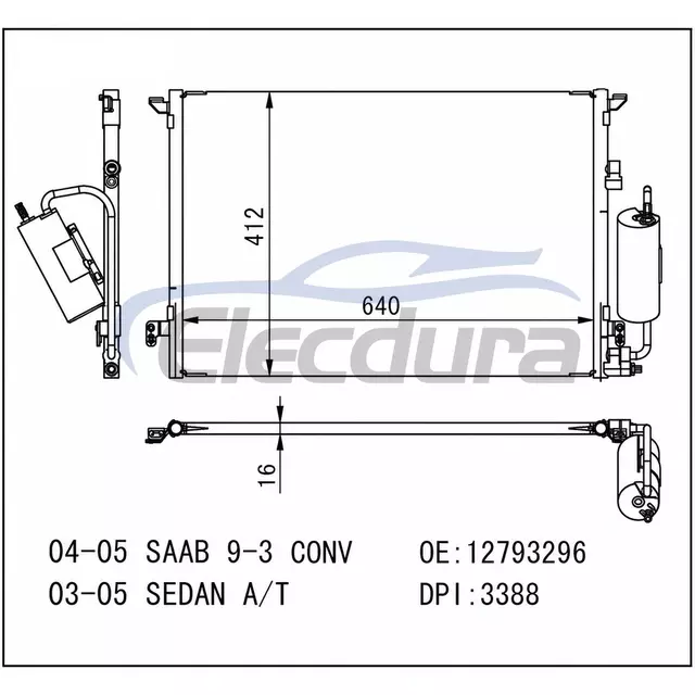 12793296 Saab 9-3 2004-2005 A/C Condenser