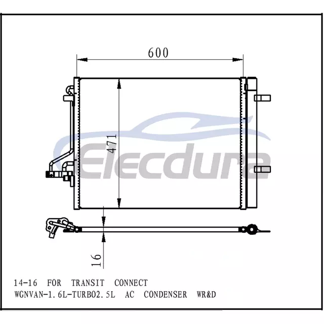 DV6Z19712E Ford Transit Connect Wgn 2014-2016 1.6L / 2.5L A/C Condenser