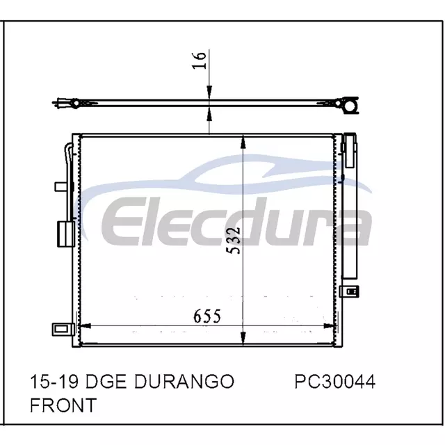 68232606AA Dodge Durango 2015-2019 A/C Condenser 16mm Core