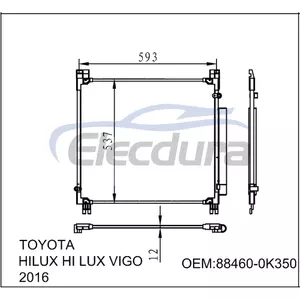 884600K330 Toyota Hilux 2015-2018 A/C Condenser 12mm Core