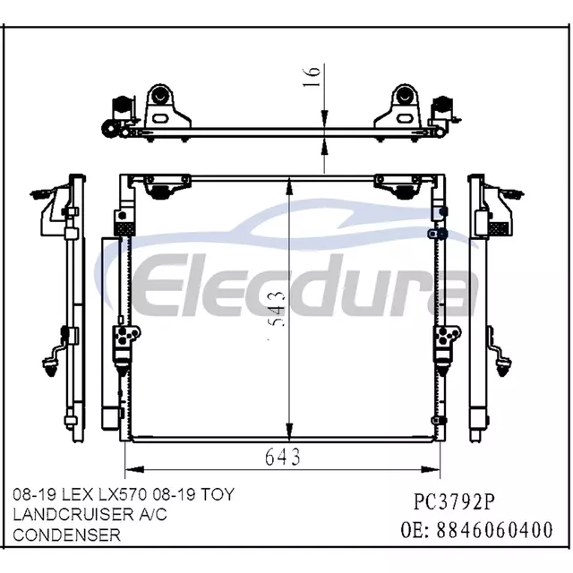 8846060400 Kondenz&aacute;tor klimatizace Lexus Lex Lx570 2008-2019