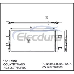 64539271207 MINI Copper Countryman 2017-2019 A/C Condenser with Drier
