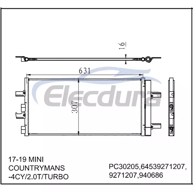 64539271207 MINI Copper Countryman 2017-2019 A/C Condenser with Drier