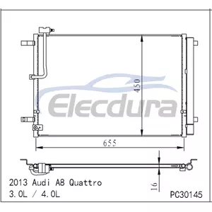 4H0260403K Audi A8 (D4) 2013-2014 อลูมิเนียม A/C คอนเดนเซอร์