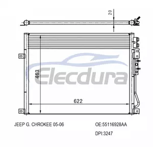 55116928AA Jeep Grand Chrokee 2005-2010 A/C Condenser 20mm Core