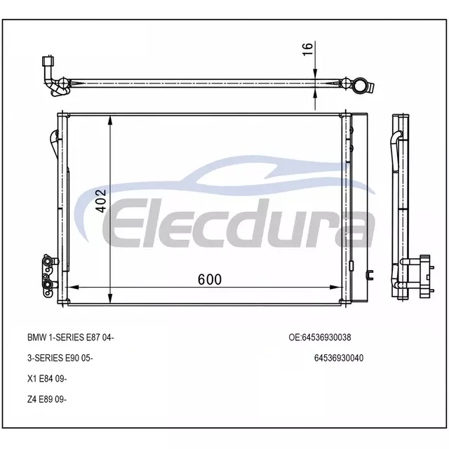 9.206.300 BMW 1 Series 2005-2016 A/C Condenser