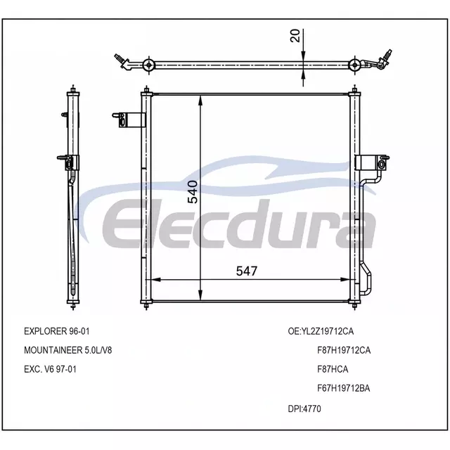 YL2Z19712CA Ford Explorer 1996–2001 A/C-Kondensator