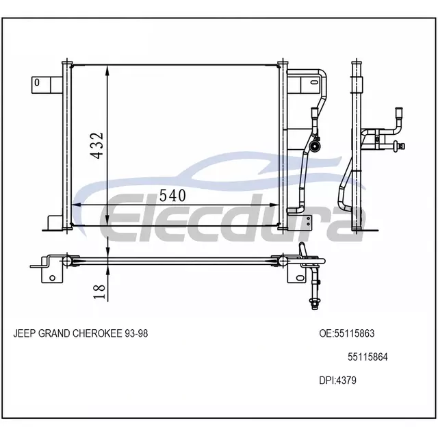 K55036473 Jeep Grand Cherokee 1993–1998 Klimaanlagenkondensator