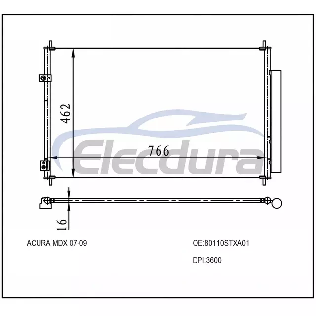 80110STXA01 Condenseur de climatisation Honda Acu Mdx 2007-2009