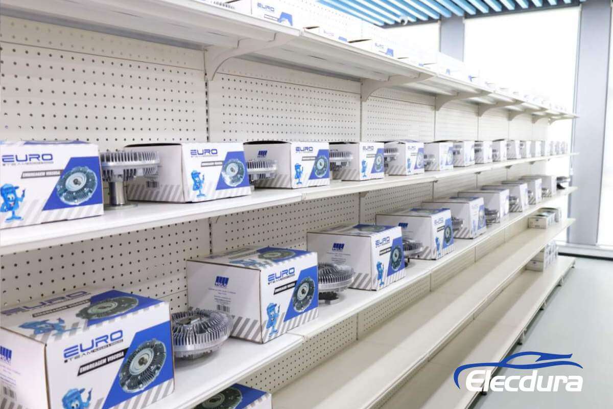 automotive parts multi category shelving system showroom