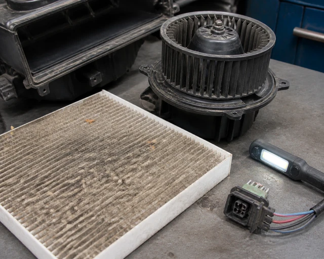 Kontrola prašn&eacute;ho kabinov&eacute;ho filtru a motoru ventil&aacute;toru pro drsn&eacute; australsk&eacute; j&iacute;zdn&iacute; podm&iacute;nky