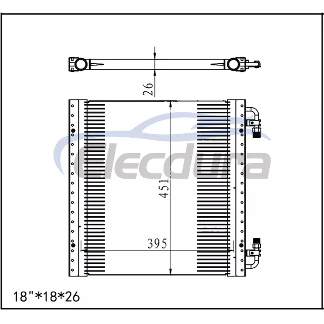 Universal A/C Condenser 18 &times; 18 Size with 26 mm Core