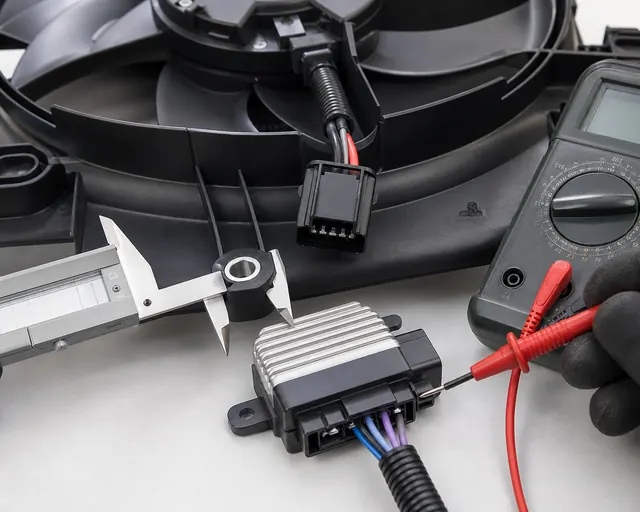 Radiator fan connector and control module inspection for Canada orders
