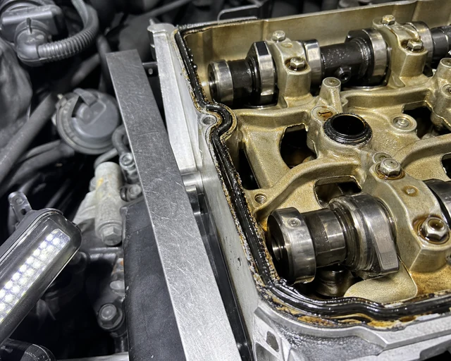 Mercedes valve cover gasket rail and cylinder head sealing surface inspection