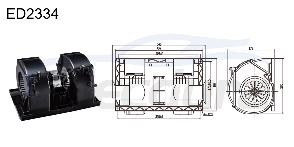 27V 350W HVAC blower motor for Foton GTL, 600m&sup3;/h airflow