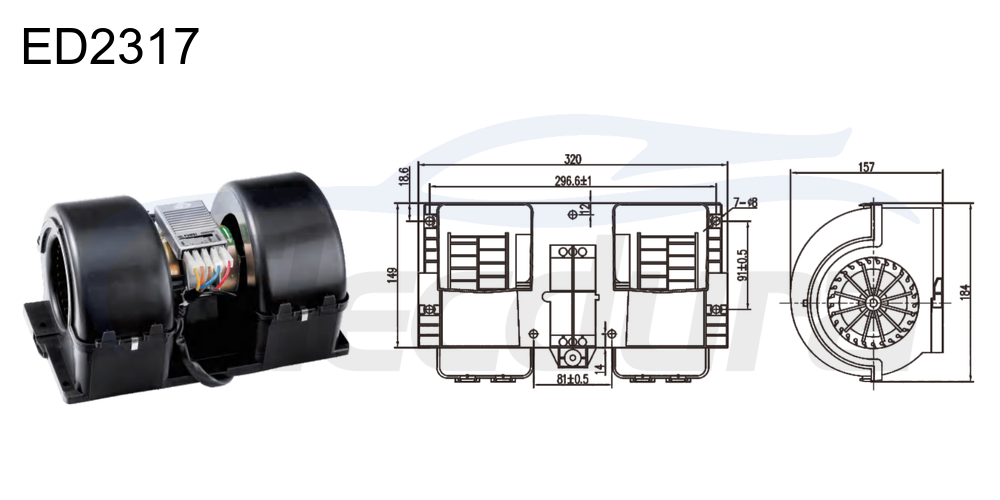 27V 330W HVAC blower motor for New BEIBEN Model, 1000m&sup3;/h airflow