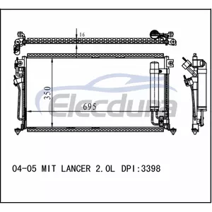 7812A049 Mitsubishi Lancer 2004-2005 Skraplacz klimatyzacji 16mm rdzeń