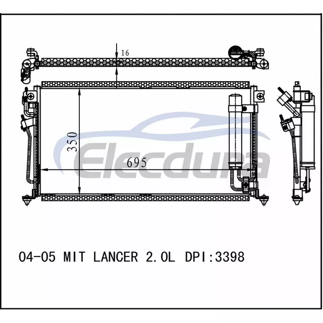 7812A049 Mitsubishi Lancer 2004-2005 A/C Condenser 16mm Core