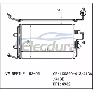 1C0820-413 Volkswagen Beetle 1998-2005 A/C Condenser