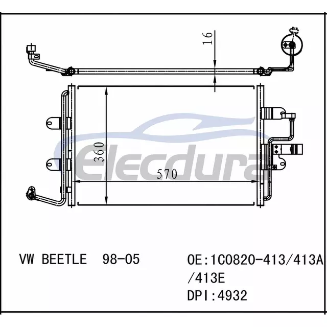 1C0820-413 Volkswagen Beetle 1998-2005 A/C Condenser