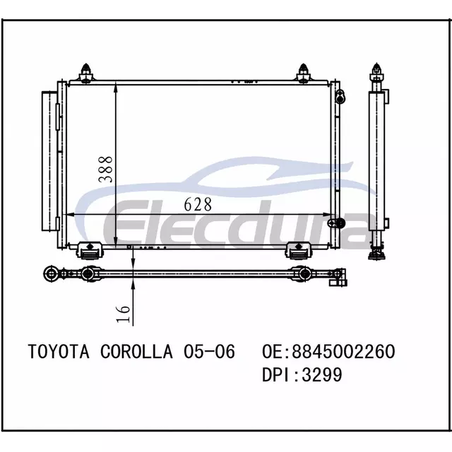 88450-02261 Toyota Corolla 2005-2008 A/C Condenser