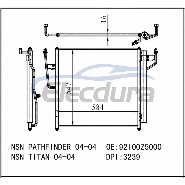 921007S000 Infiniti QX56 2004-2006 5.6L A/C Condenser