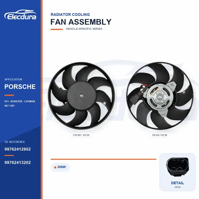 Radiator Cooling Fan for Porsche 997 / 911 300W 99762412802 Bulk Supply